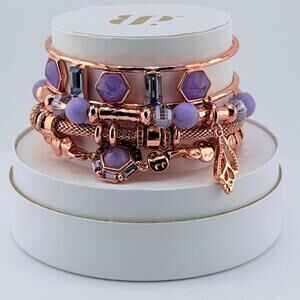 Bomb Party Spring Stacks Bracelets "Treasures Found" Shell Charm on Rose Gold